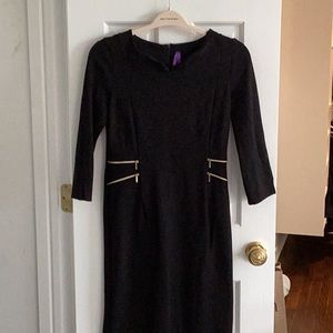 Seraphine Maternity dress, black with gold zippers, size US 4, UK 8